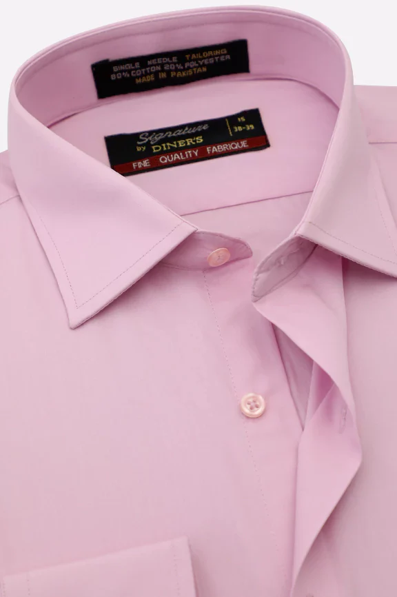 Pink Plain Formal Shirt - Image 2