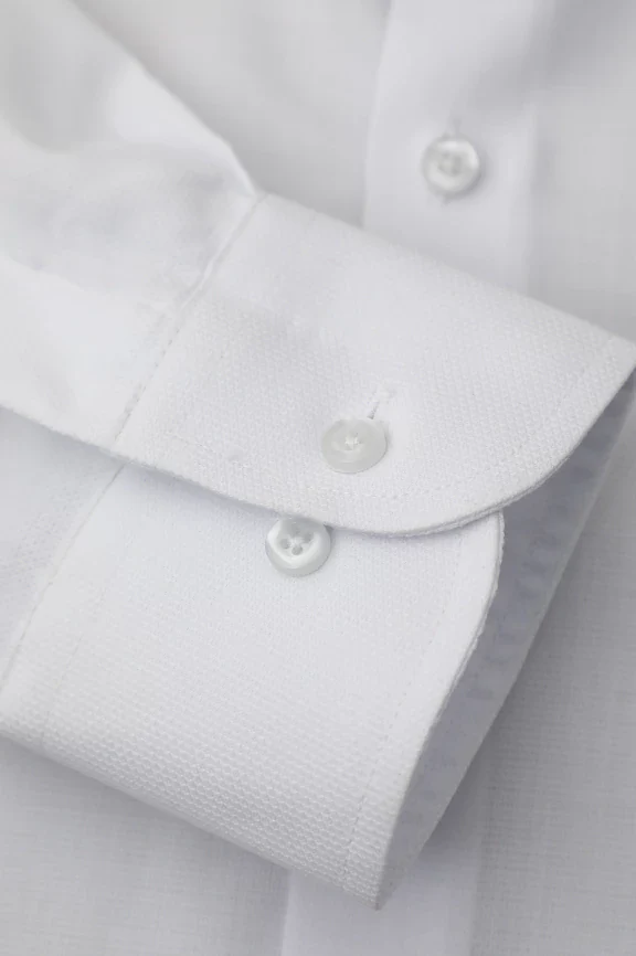 White Self Textured Formal Shirt - Image 3