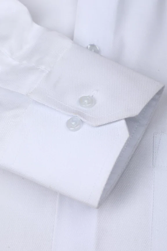 White Self Textured Formal Shirt - Image 3