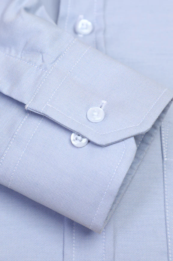 Blue Self Textured Formal Shirt - Image 3