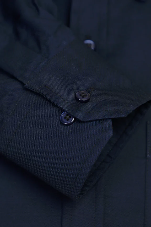 Navy Blue Self Textured Formal Shirt - Image 4