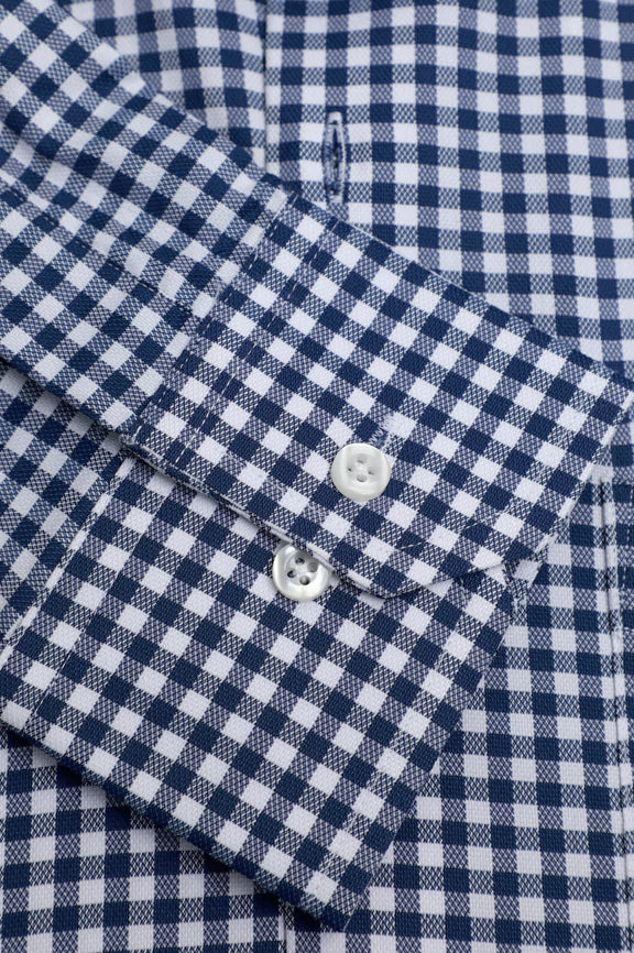 Blue Gingham Check Formal Shirt - Image 3