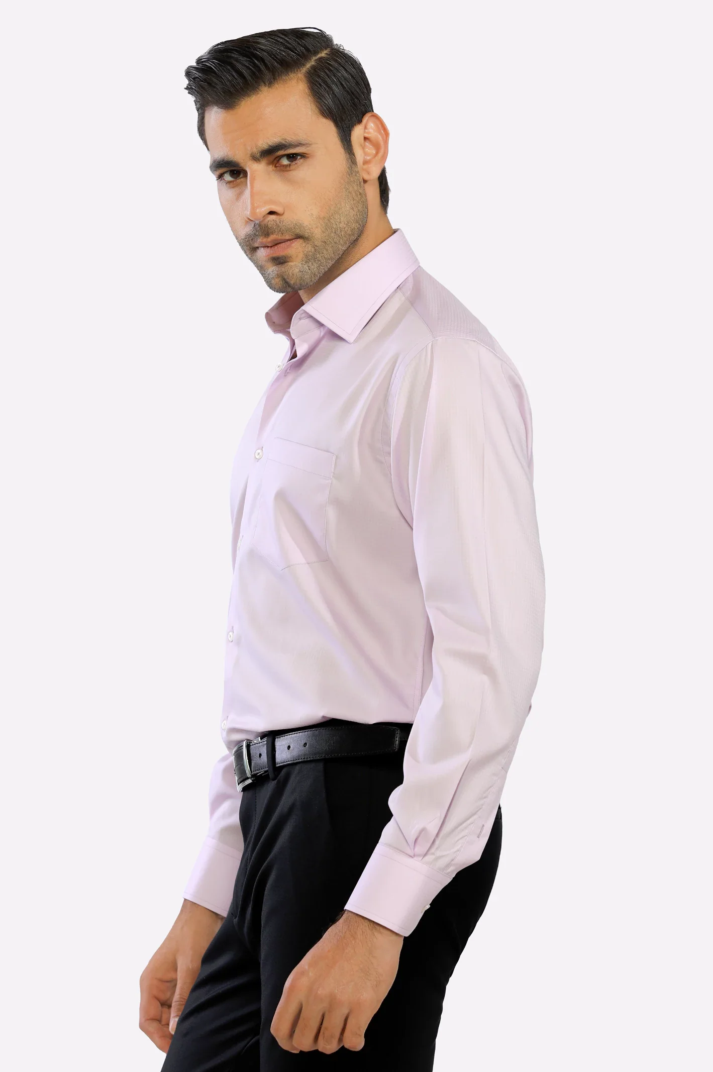 Purple Dobby Self Formal Shirt - Image 4