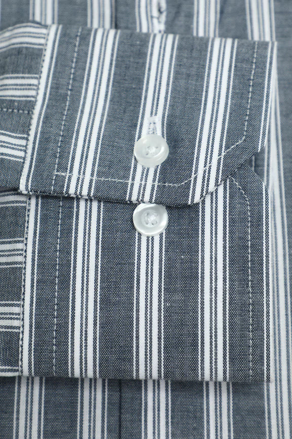 Dark Blue Fine Stripes Formal Shirt - Image 3