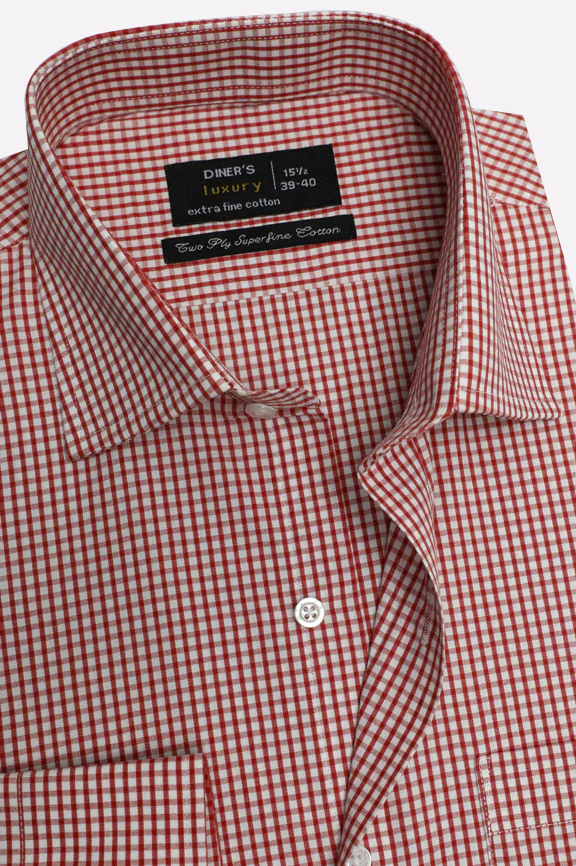 Red Gingham Check Formal Shirt - Image 2