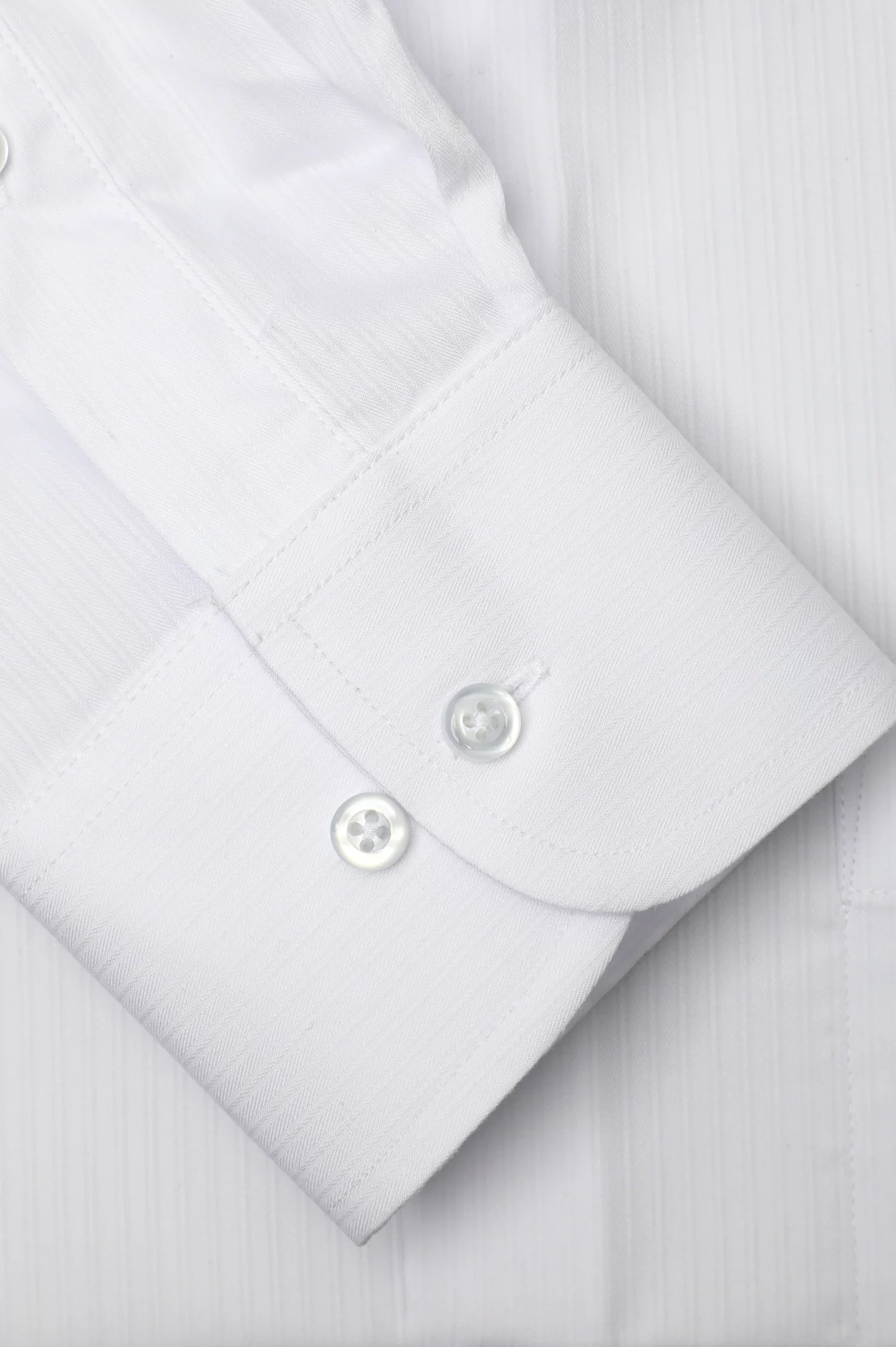 White Stripe Textured Formal Shirt - Image 3