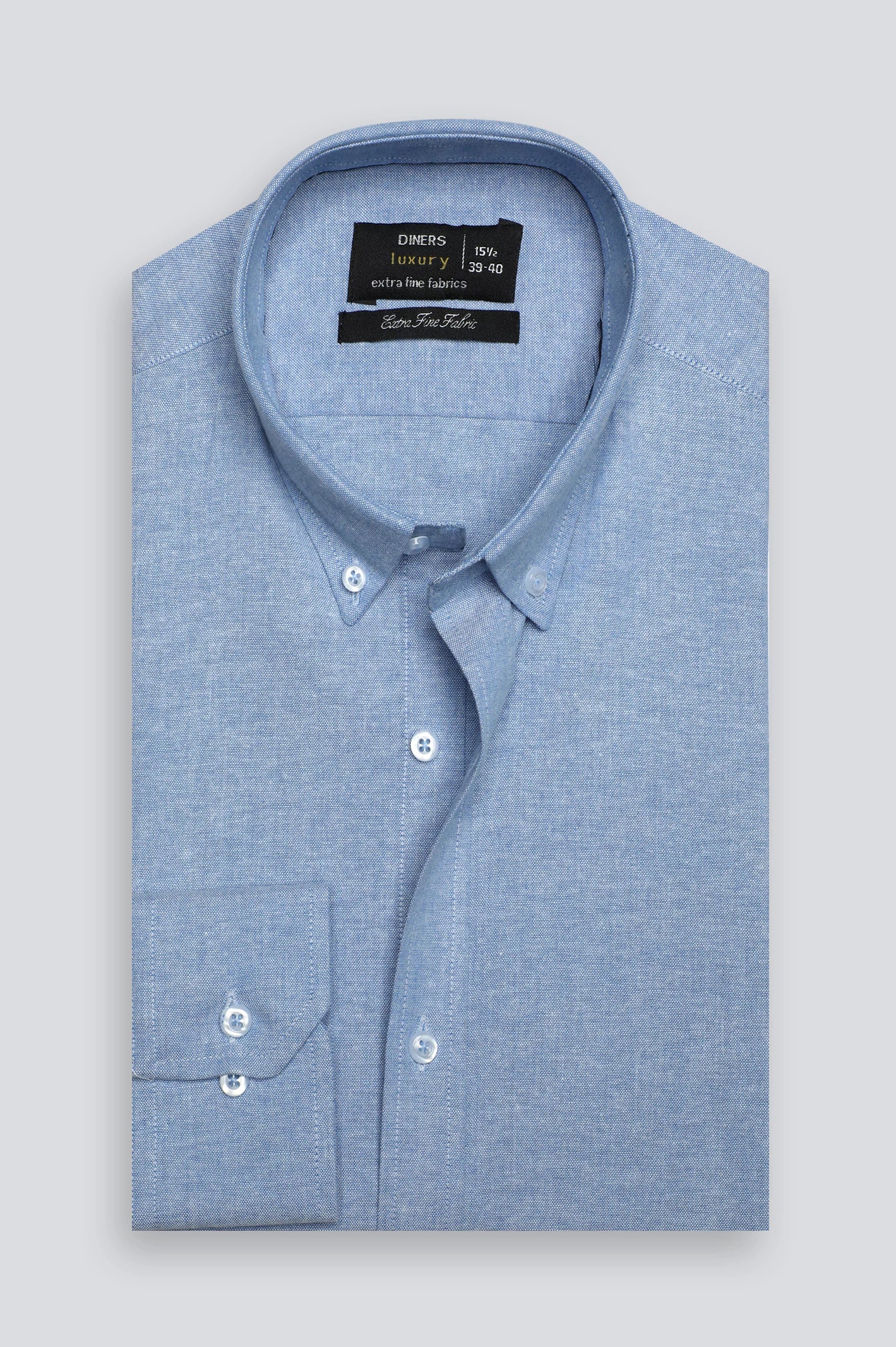 Blue Textured Oxford Formal Shirt - Image 4