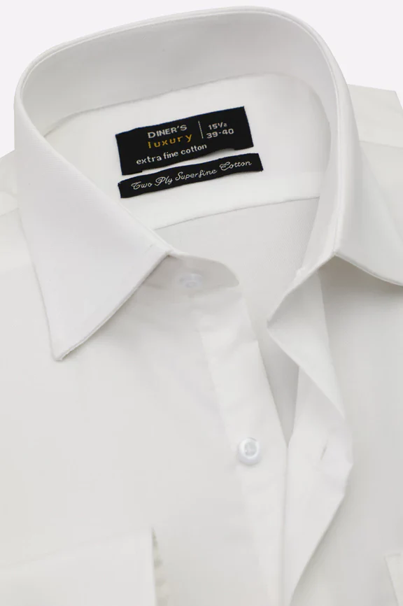 White Twill Textured Formal Shirt - Image 2