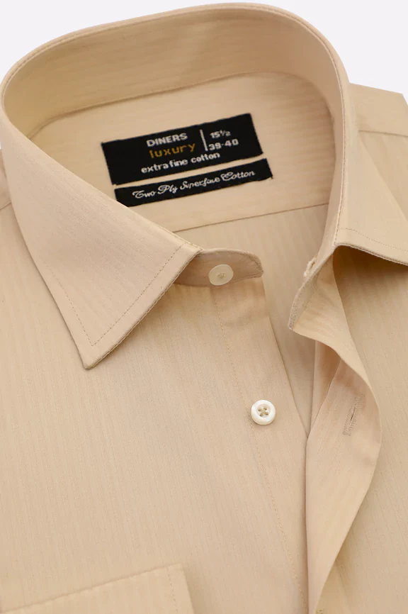 Fawn Self Striped Formal Shirt - Image 2