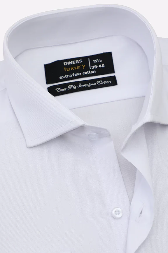White Self Twill Formal Shirt - Image 2