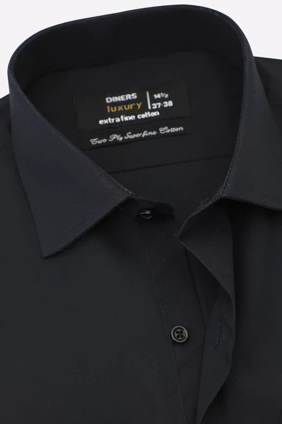 Black Plain Formal Shirt - Image 2