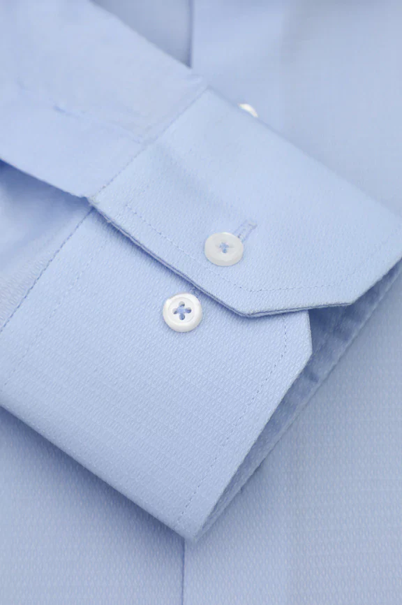 Sky Blue Self Textured Formal Shirt - Image 3