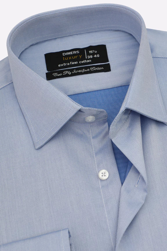 Blue Self Textured Formal Shirt - Image 2