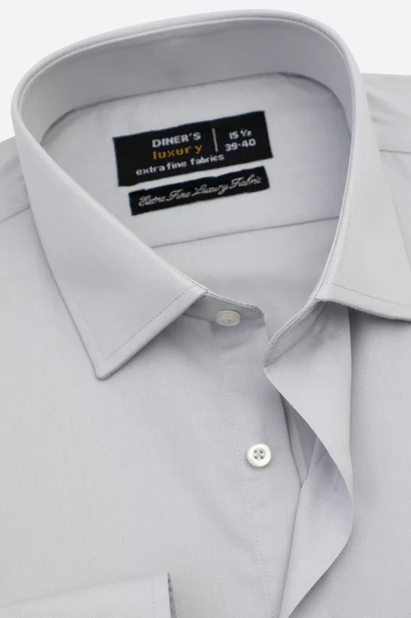 Light Grey Self Twill Formal Shirt - Image 2