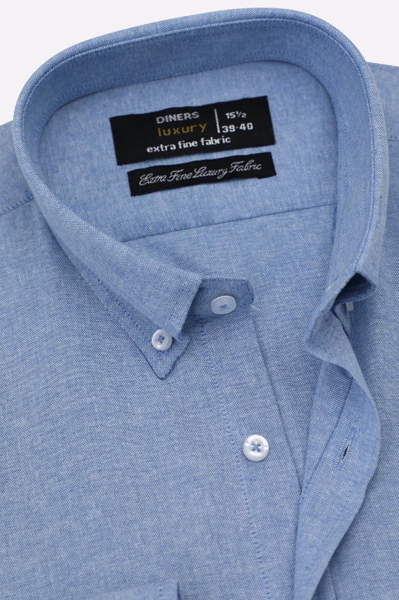 Blue Self Textured Formal Shirt - Image 2