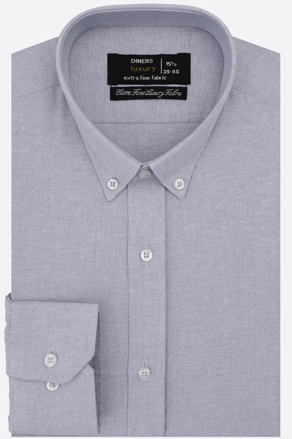 Light Grey Self Textured Formal Shirt