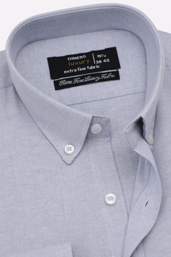 Light Grey Self Textured Formal Shirt - Image 2