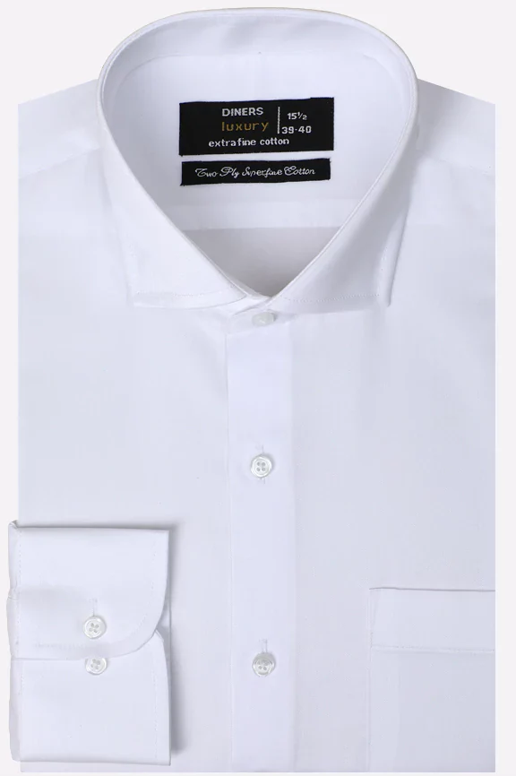 White Self Twill Texture Formal Shirt