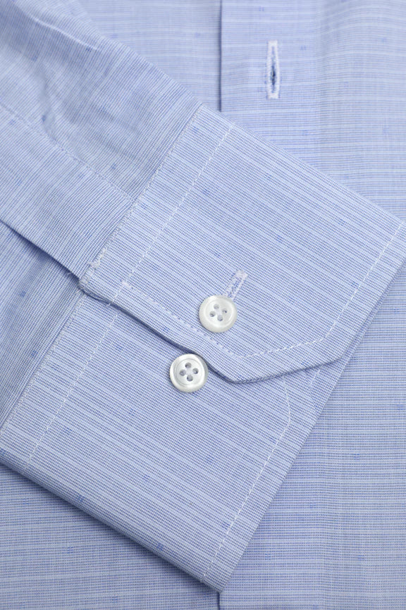 Blue Self Textured Formal Shirt - Image 3