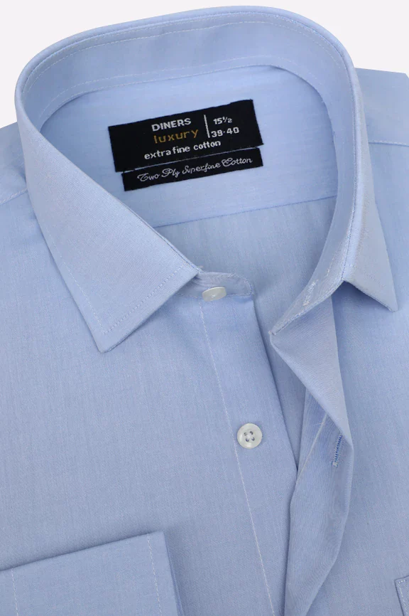 Sky Blue Self Twill Formal Shirt - Image 2