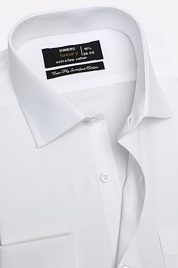 White Self Textured Formal Shirt - Image 2