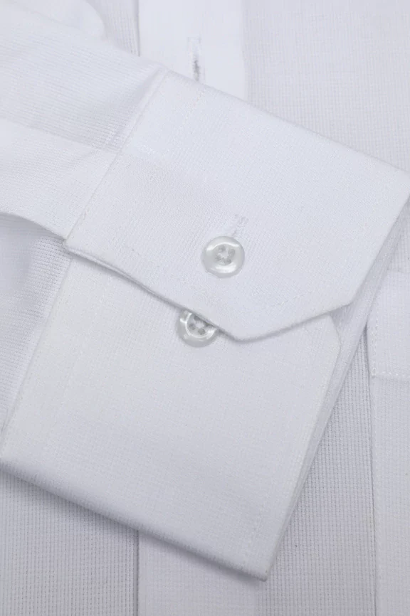 White Self Textured Formal Shirt - Image 3