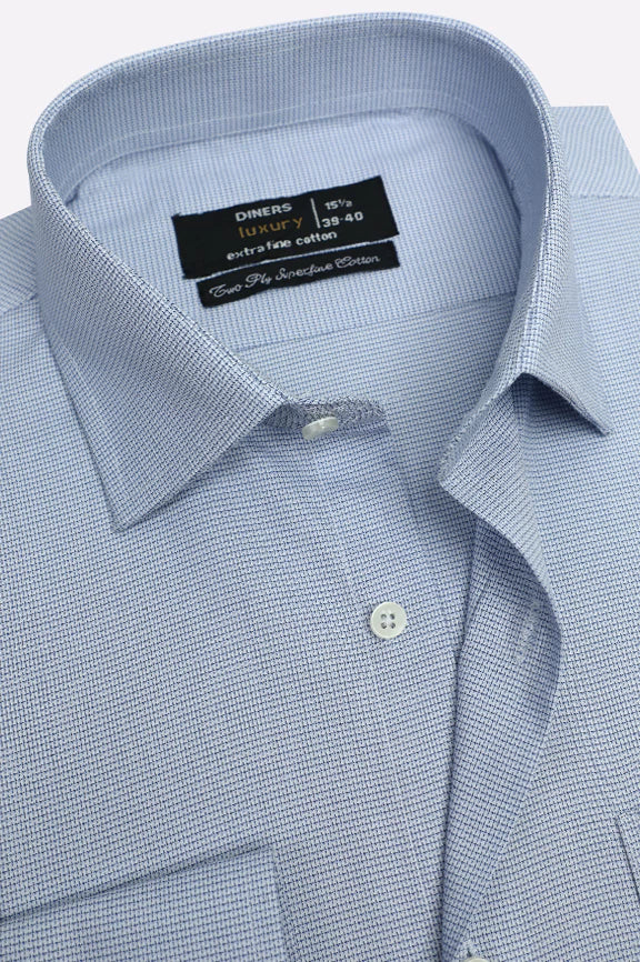 Blue Dobby Self Formal Shirt - Image 2