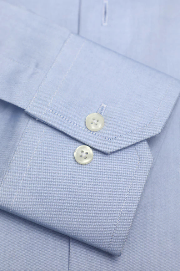 Sky Blue Self Textured Formal Shirt - Image 3