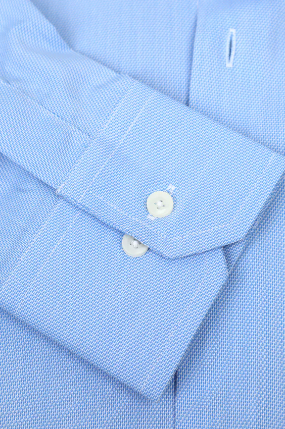 Sky Blue Self Textured Formal Shirt - Image 3