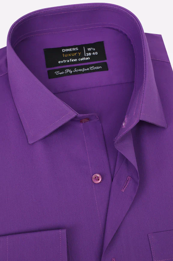 Purple Self Textured Formal Shirt - Image 2