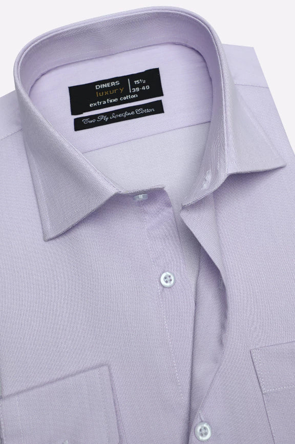 Purple Self Textured Formal Shirt - Image 2
