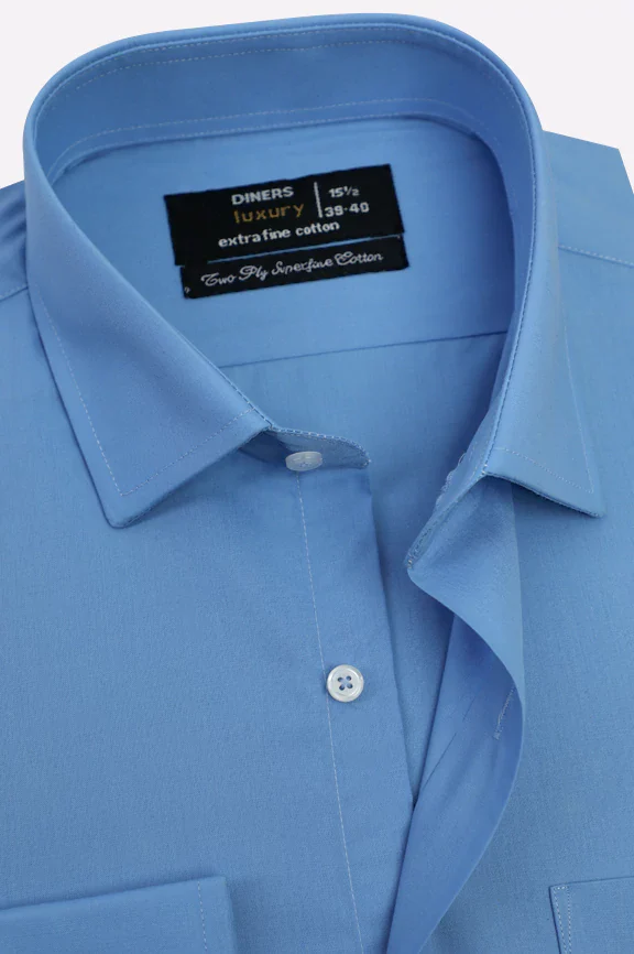 Blue Plain Formal Shirt - Image 2
