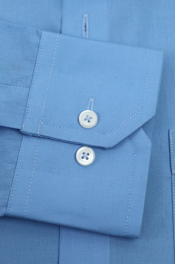 Blue Plain Formal Shirt - Image 3