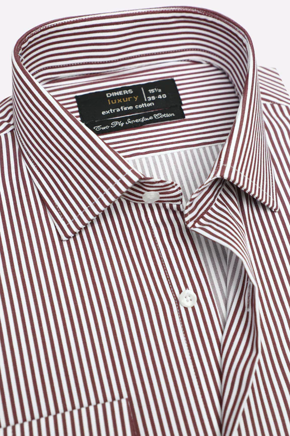 Maroon Bengal Stripes Formal Shirt - Image 2