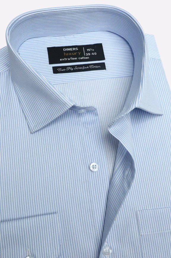 Blue Pinstripe Formal Shirt - Image 2