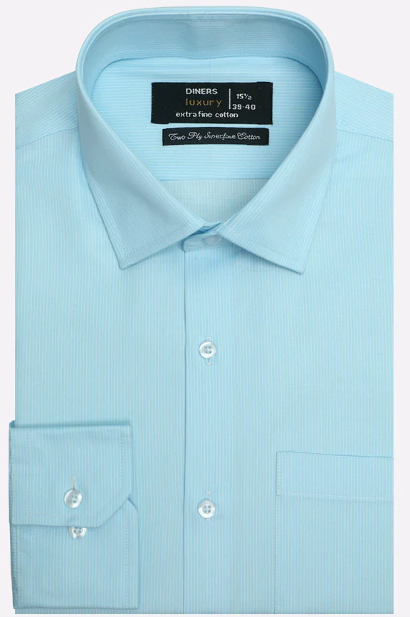 Sky Blue Hairline Stripe Formal Shirt