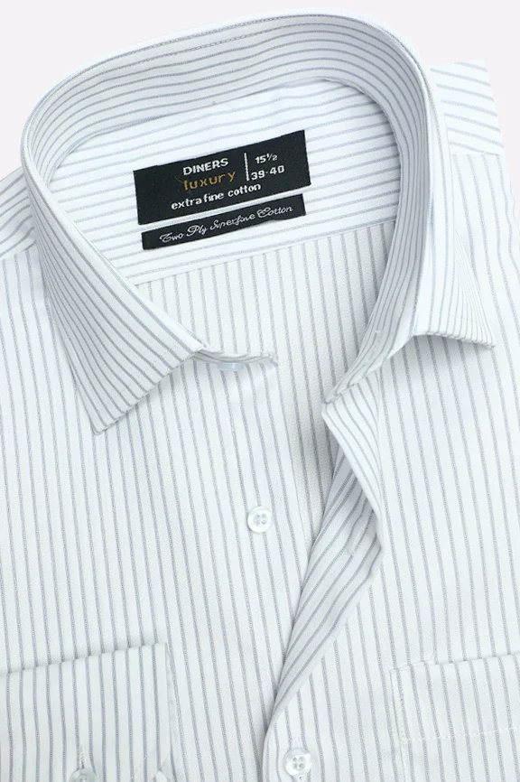 White Hairline Stripe Formal Shirt - Image 2