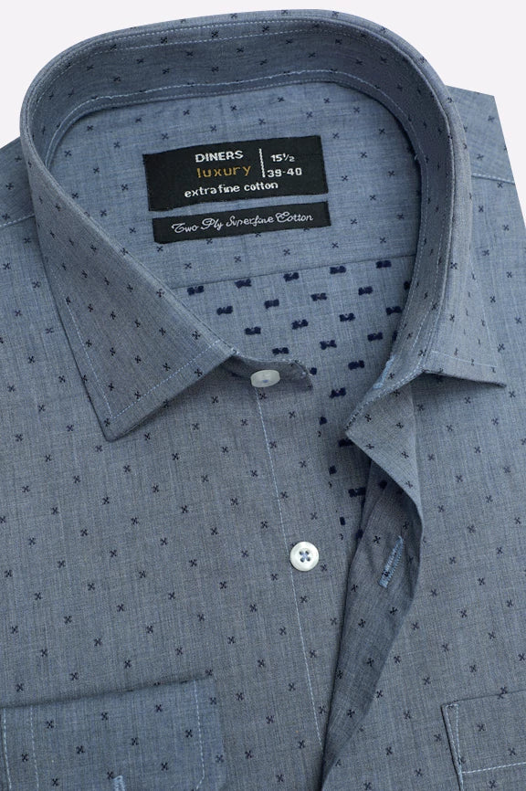 Grey Textured Formal Shirt - Image 2