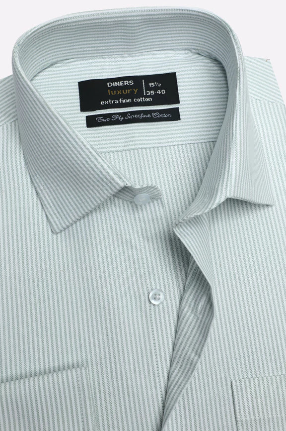 Green Pinstripe Formal Shirt - Image 2