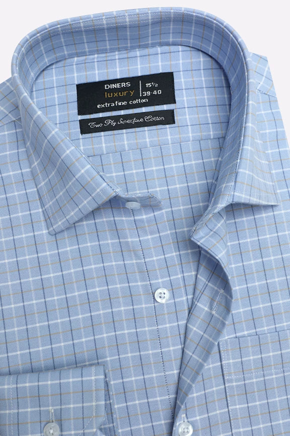 Blue Tattersall Check Formal Shirt - Image 2