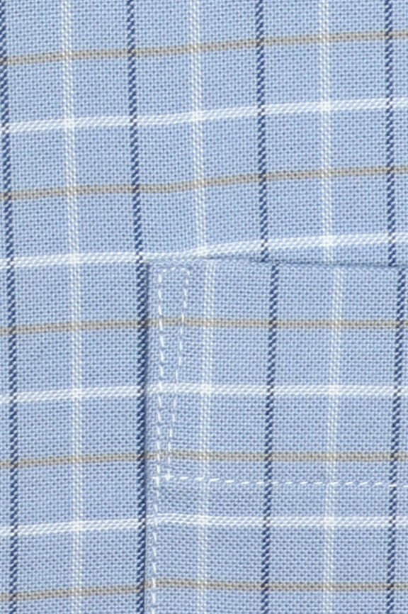 Blue Tattersall Check Formal Shirt - Image 4