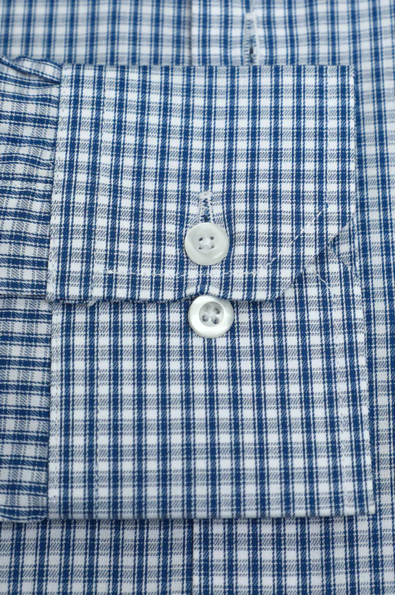 Blue Mini Check Formal Shirt - Image 3