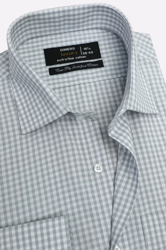 Grey Checkered Formal Shirt - Image 2