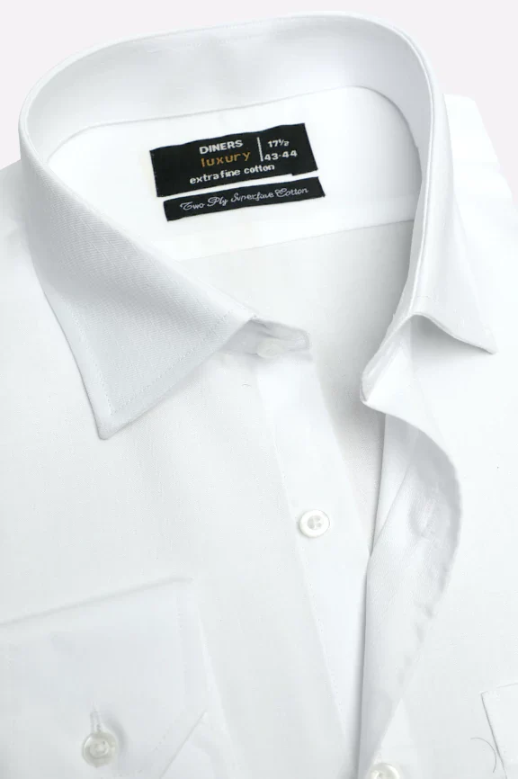 White Twill Self Formal Shirt - Image 2