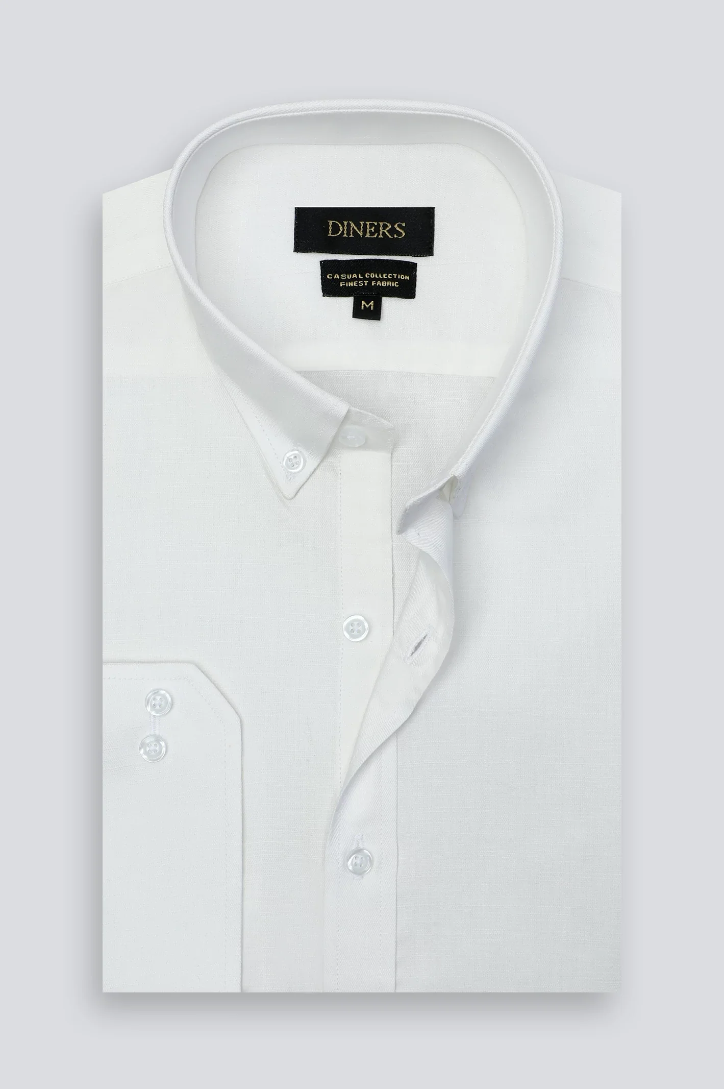 White Twill Textured Casual Shirt - Image 4