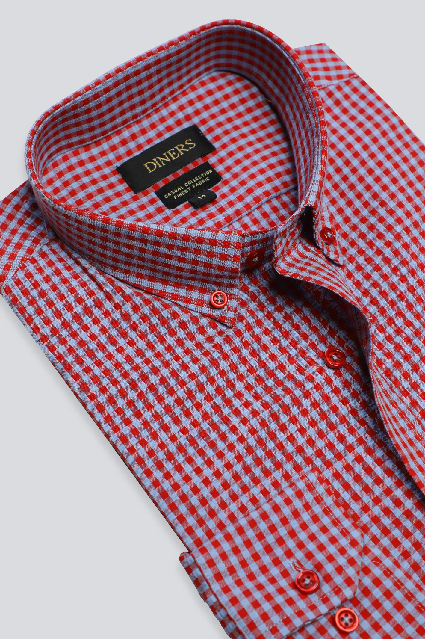 Red Mini Check Casual Shirt - Image 2