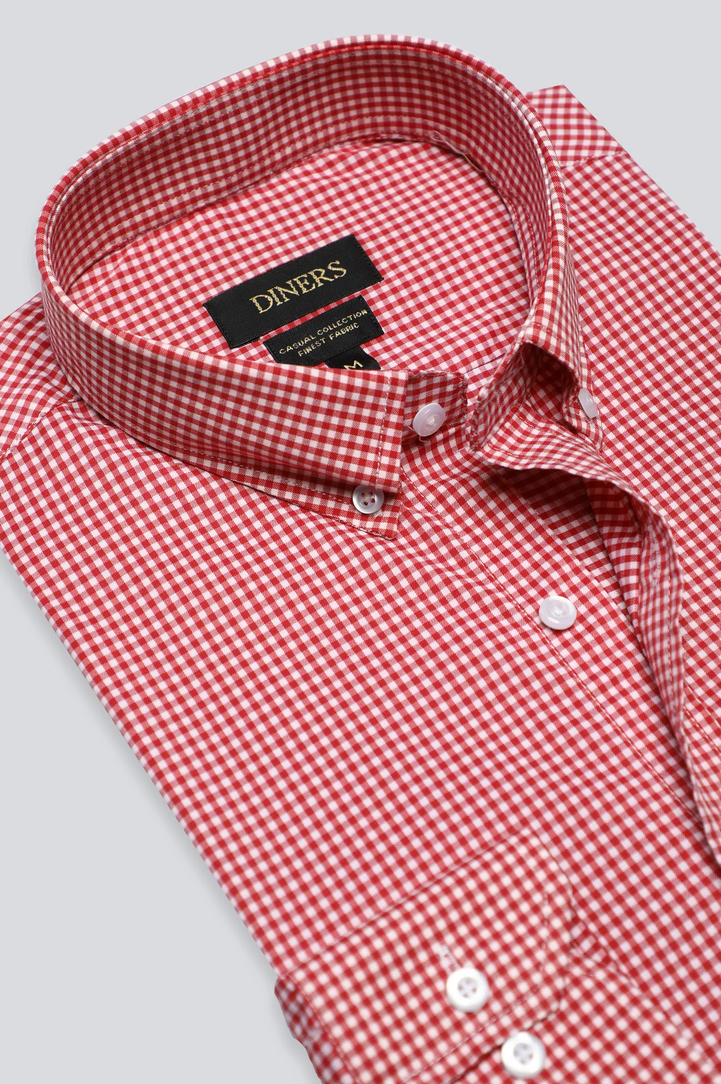 Red Mini Check Casual Shirt - Image 2
