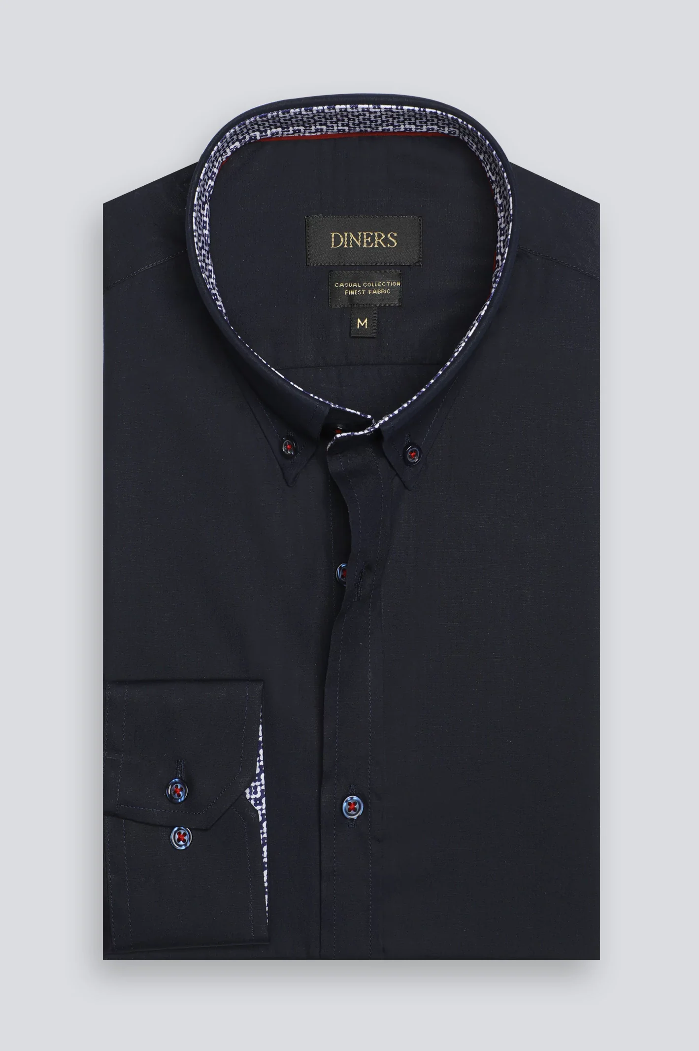 Navy Blue Plain Casual Shirt - Image 4