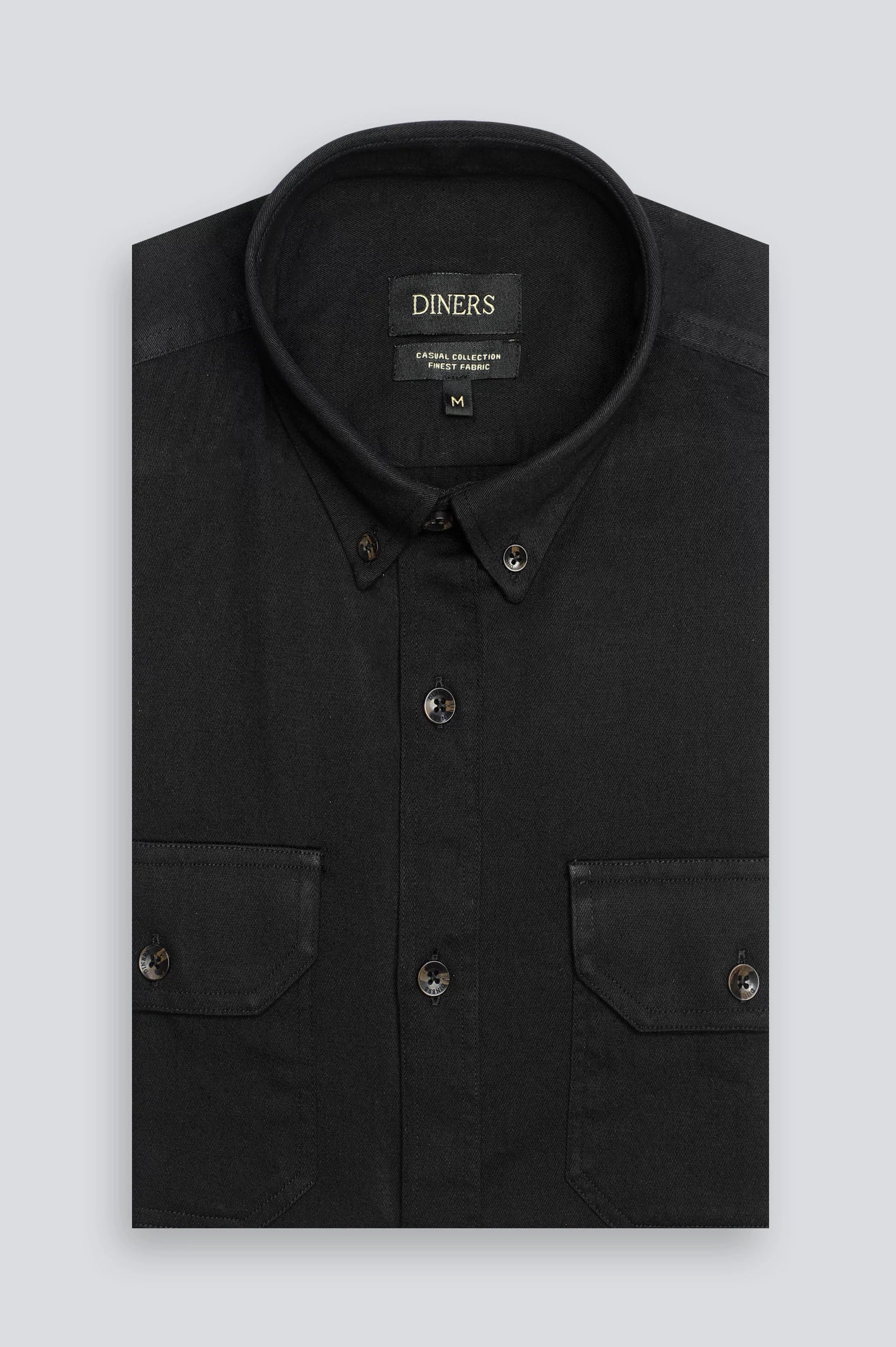 Black Twill Textured Casual Shirt