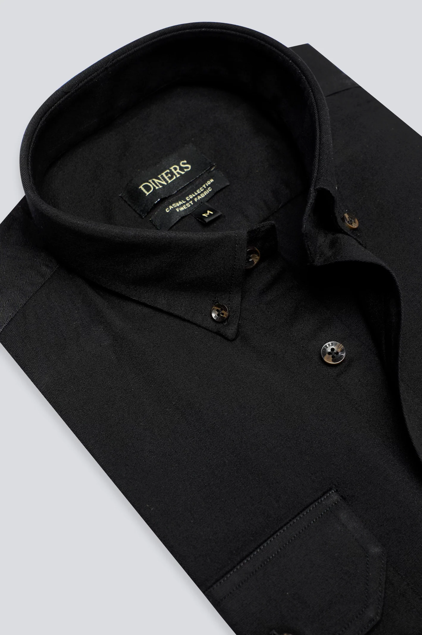 Black Twill Textured Casual Shirt - Image 2